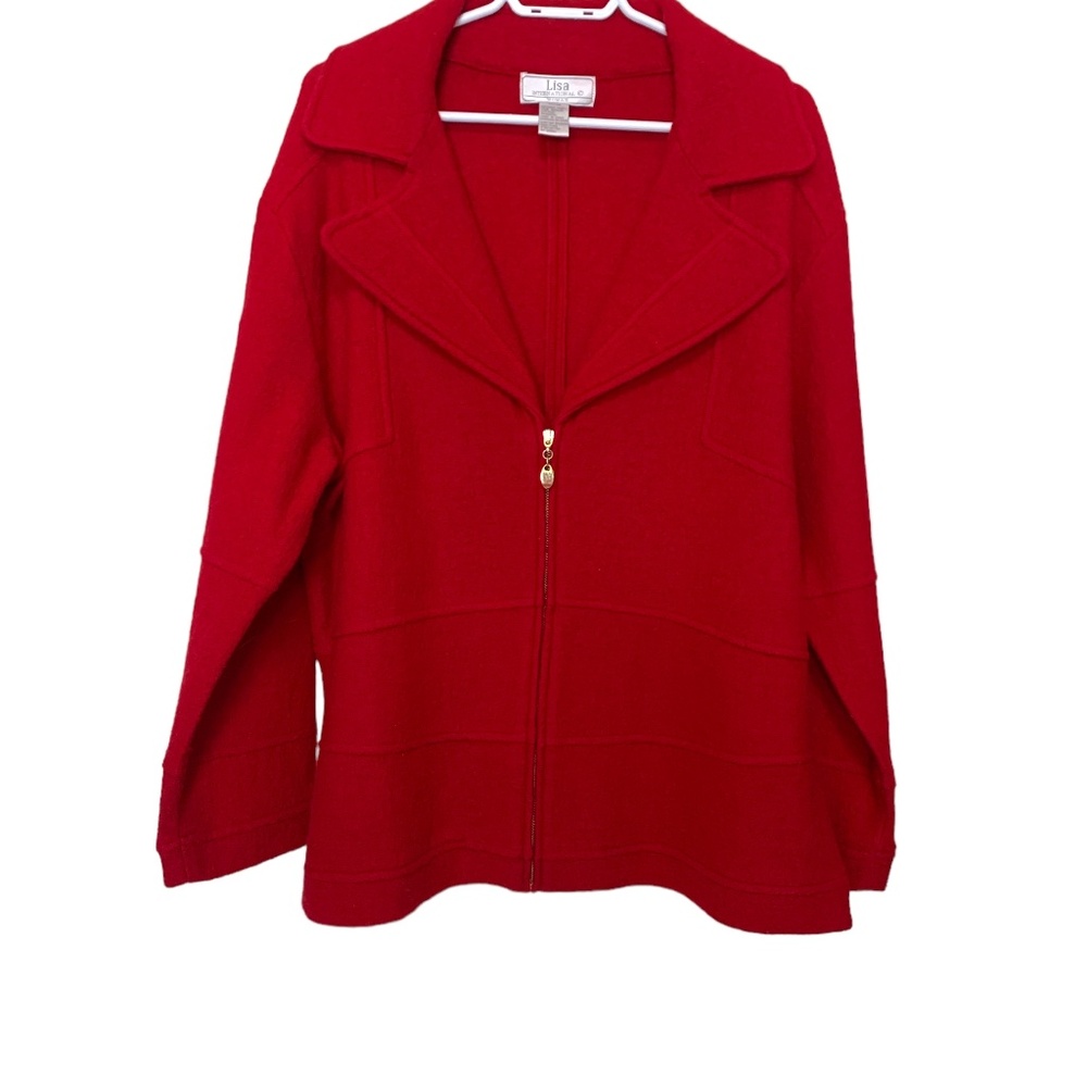 Lisa International Red 100% Boiled Wool Jacket 1X